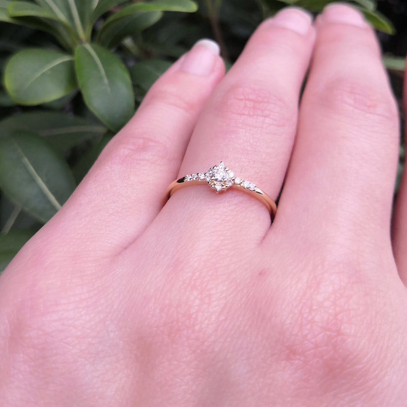14k White Gold Diamond Straight Victorian Engagement Ring